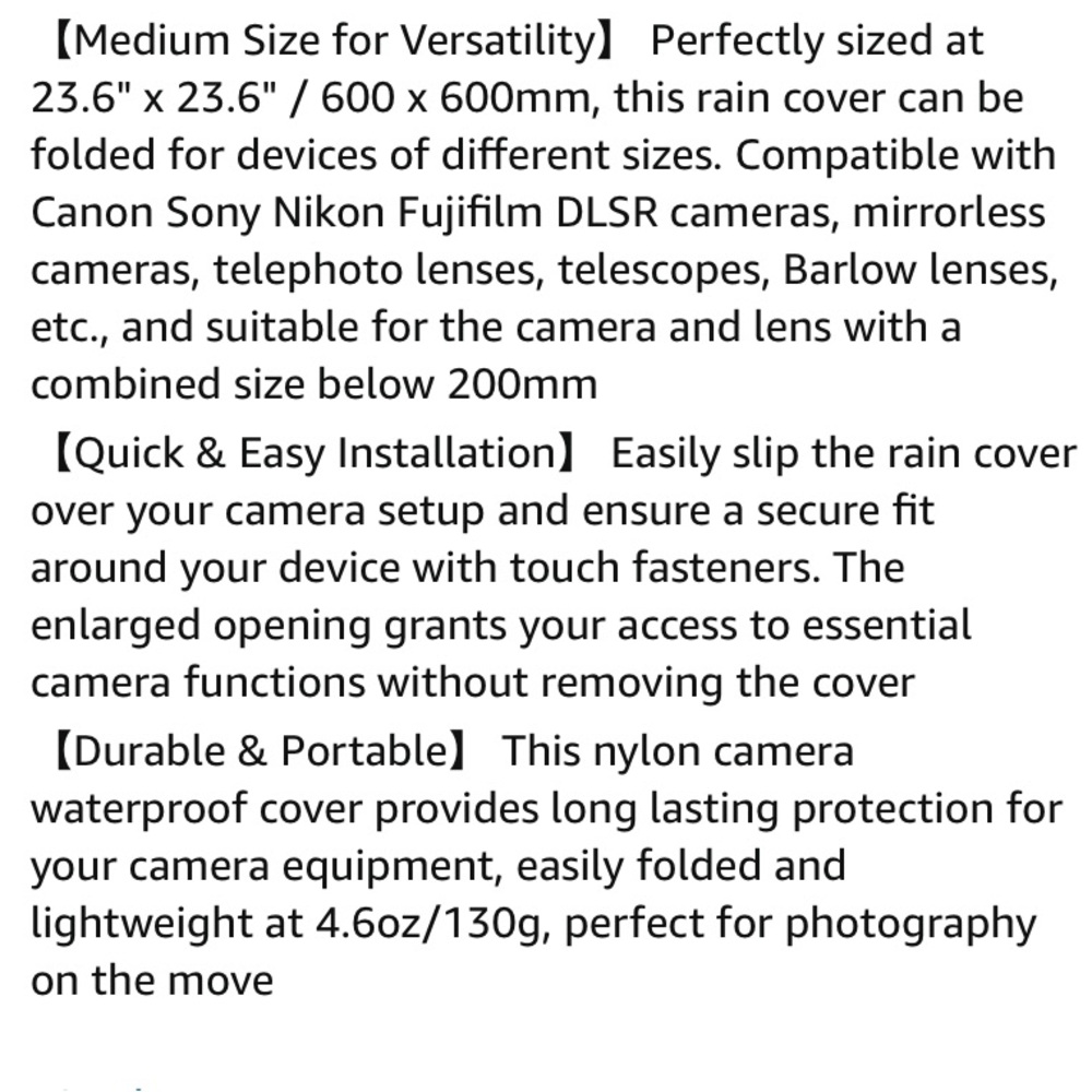 Neewer Camera Rainproof Cover - Picture 9 of 14